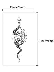 一套2张月亮蛇纹身贴防水持久1周2周适合女生手臂侧腰 - 黑色 - 查看 5