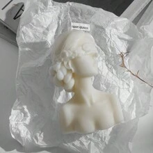 1pc Blindfolded Girl Aroma Candle, White Half Body Woman Bun Hairstyle Creative Home Decoration Desktop Decor Birthday Gift Favor Fragrant Candle