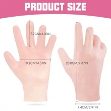 1對保濕手套,柔軟矽膠,修復肌膚,可重複使用,適合手部護理,米色/粉色 - 杏色 - 查看 2