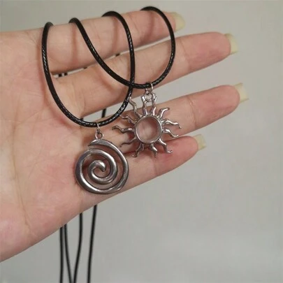 suteyi Punk Charms Jewelry Chains Vortex Swirl Pendant Necklaces Vintage Star Choker Women Fashion Goth Necklace Accessory Grunge