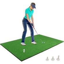 1.5m * 1m Golf Practice Mat, Indoor & Outdoor Putting Mat With 3 Rubber Tees & 2 Tee Positions, Rollable & Portable Training Mat With TPR Base For Backyard, Patio