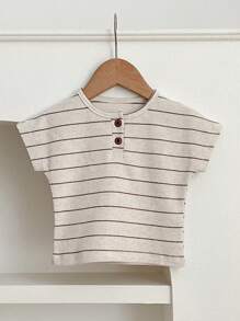 Baby Boy Spring/Summer Striped Short Sleeve Top And Triangle Diaper Cover Set