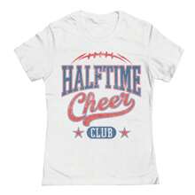 Nearly There Halftime Cheer Club Graphic White Ladies Cotton Short-Sleeve T-Shirt - 白色 - 查看 2