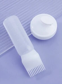 2 chai dầu gội đầu cho thợ làm tóc, chai gội khô + lược chải tóc, chai thuốc nhuộm có vảy, chai thuốc uốn tóc, chai chăm sóc tóc, dụng cụ làm tóc trắng - trắng - Xem 2
