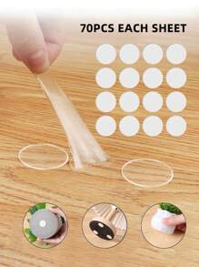 70pcs Acrylic Double-Sided Adhesive Round Glue Seamless Scotch Tape No Trace Household Paste Decoration Waterproof Strongly Fixe For DIY Scrapbooking Craft - Clear - View 1