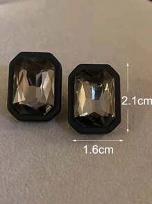 1 đôi Đúng mốt Pha lê Glass Hình vuông Bông tai stud Với Cao-kết thúc Đen Quá quắt Thiết kế Và Retro Thích hợp Đối với Của phụ nữ Mặc hàng ngày Đến Thêm một số Phong cách tối giản Đến - màu đen - Xem 4