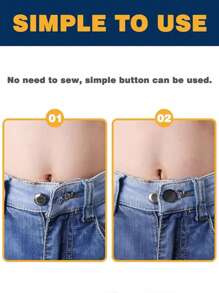 2入組牛仔褲用褲頭鈕扣加寬配件,女士男士褲頭加寬補救工具,柔軟的橡膠材質,有效調節褲頭位置以改善腰圍過緊的問題,同時為孕婦提供服飾延伸,男女適用。適用於牛仔褲、裙子、裙子、旅行必備配件 - 卡其色 - 查看 4