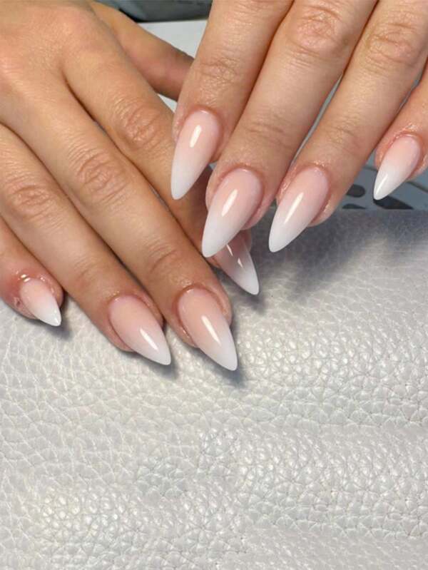 24 Pieces Of Nails, Almond Type Fake Nail And Jelly Glue File, Pure Milk White Jade White Gradient Fake Nail Artificial Nail Wear Nail, The And The United States Style Simple Fake Nail Lengthen Oval, Designed For Women And Girls And Students Reusable Medium Length Nail 1 Piece Of Jelly Glue Plus 1 Piece Of File Strip (File Strip Color Random) Medium Length And Design, For Women, On Dates, Beach Trips And Other Holidays, Salon Perfect Wedding Using 24 Pcs Press On Nails Medium, Almond Fake Nails With Glue, Pink White Gradient False Nails With Designs, Acrylic For Women Nail Supplies