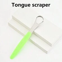 1pc Plastic Tongue Scraper With Handle, Oral Health Tool - Green - View 5