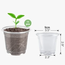 5 chậu ươm cây trong suốt, chậu cây 3,5 inch để trồng cây giống bằng nhựa có lỗ thoát nước, chậu ươm hạt giống hoa ngoài trời có độ trong suốt cao - 5 cái - Xem 5