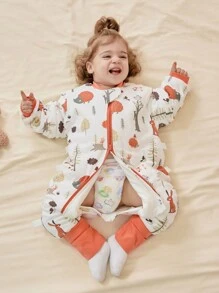 Túi ngủ dệt kim dày dặn ấm áp 3.5TOG mùa thu/đông cho trẻ em, túi ngủ in hình hoạt hình có tay áo rời, unisex - Như hình ảnh - Xem 5