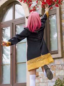 女孩用cosplay服裝-艾迪禮學院ania動漫服裝兒童禮服 - 黑色 - 查看 5