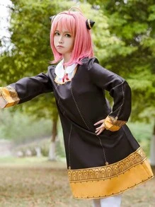 女孩用cosplay服裝-艾迪禮學院ania動漫服裝兒童禮服 - 黑色 - 查看 1