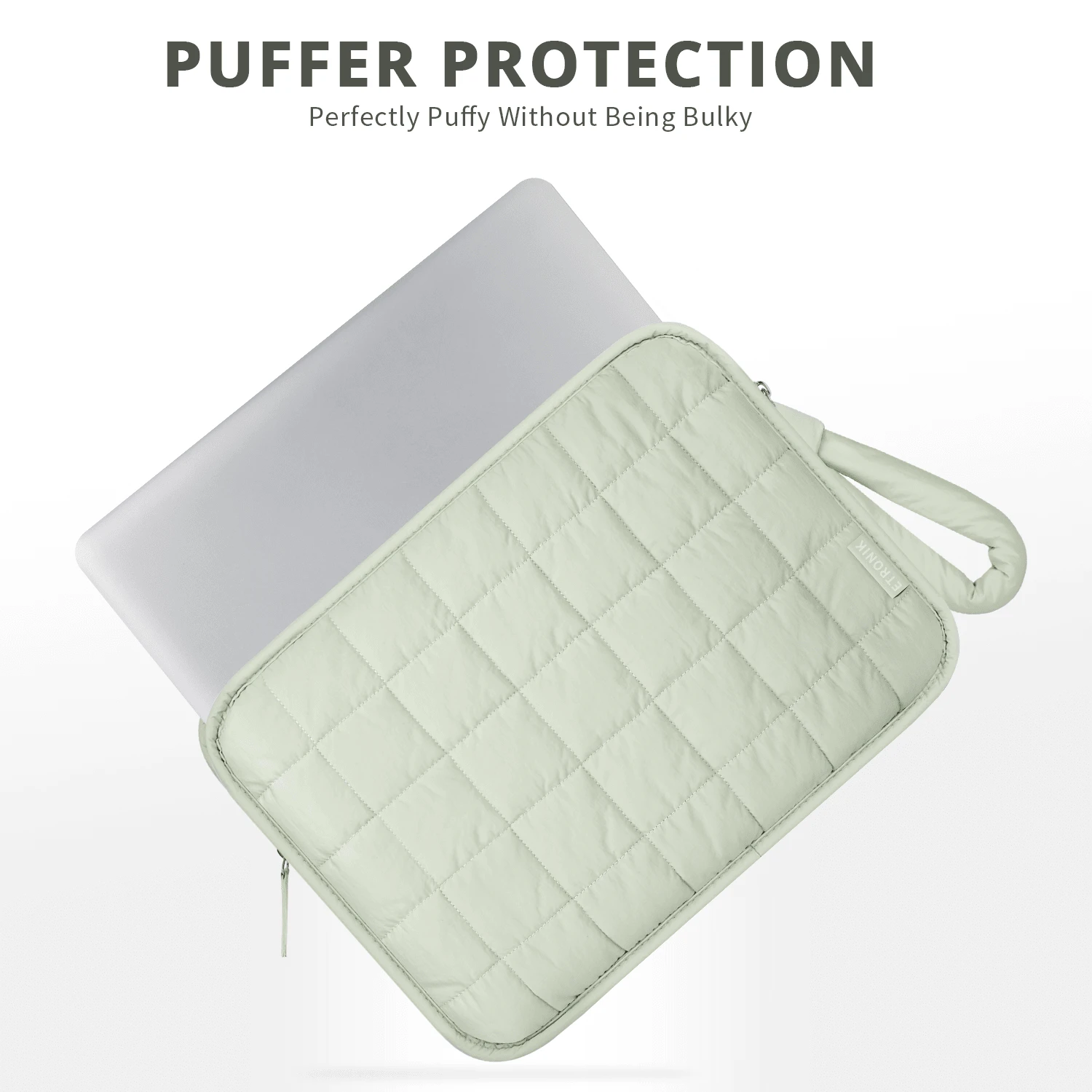 ETRONIK Puffy Laptop Sleeve 13 Inch 14 Inch, Laptop Case For MacBook Pro 14 Inch Laptop Sleeve, MacBook Air M2 Sleeve 13 Inch, IPad Pro 12.9, Cute Puffer Laptop Cover Carrying Case With Pocket - Green - View 1