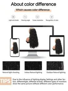 Clip-in-haarteil, Wasserwellen-haarteil, Cornrows Gewellte Lange 4 Clip-haarteil, Haarverlängerungen Pferdeschwanz Haarverlängerungen Frauen Mädchen Haarverlängerungen Perücke Frauen Schwarz-braun