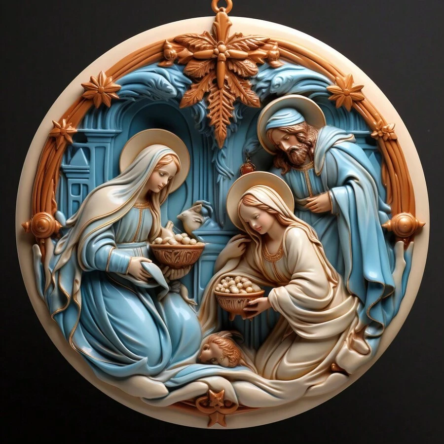 創意跨境膠體扁平聖誕樹裝飾,可愛的圓形膠體材料 - 彩色 - 查看 1