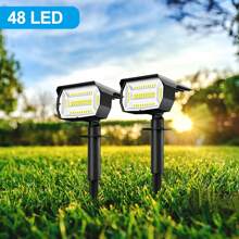 2PCS 48LED Solar Landscape Spotlights Outdoor 2-In-1 Solar Spot Lights Outdoor IP65 Waterproof Solar Powered Wall Lights Front Door Backyard Garage Deck - Black - View 1