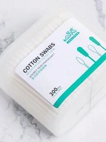 300 支/盒 雙頭一次性籤,用於耳朵清潔和化妝,多功能,帶細尖和圓形尖端,150 支尖頭/螺旋尖端 + 150 支圓形/螺旋尖端,男女通用 - 白色 - 查看 7
