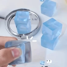 1 Miếng Khối băng Hình dạng Chống căng thẳng TPR Đồ chơi bóp , Hoàn hảo Đồ chơi Giảm Căng thẳng Cho mùa hè , Sinh nhật & Quà tặng lễ hội - Màu xanh lam - Xem 3