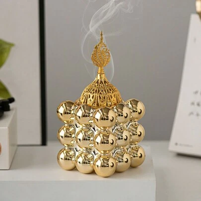 1 Square Ceramic Incense Burner Gold Metal  Aromatherapy Supplies Suitable For Festivals Home Office Decoration, Halloween, Spooky, Autumn, Winter, Holiday, Festival Gifts Birthday Graduation
