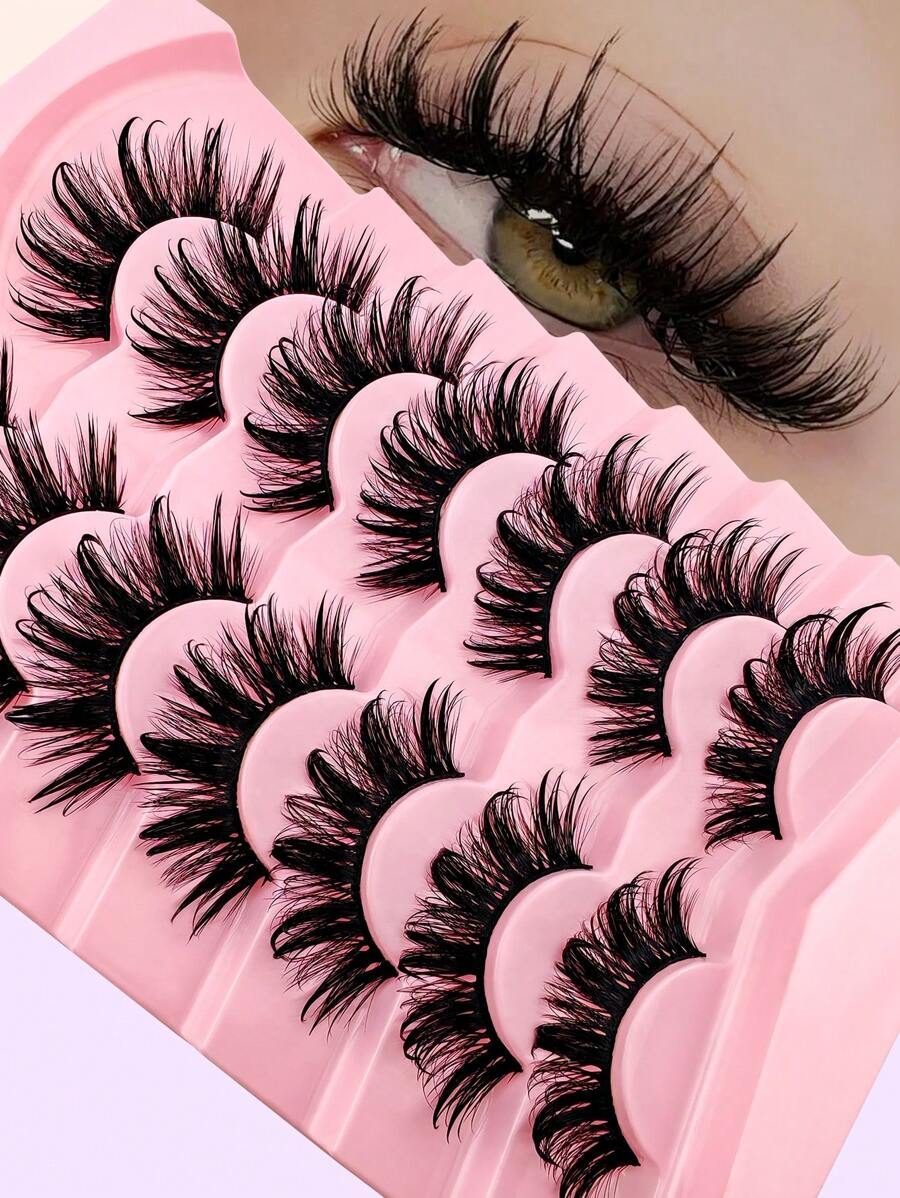 7 Paia Ciglia Finte Wiapy Wet Manga D-curl In Stile Giapponese Per Cosplay Con Effetto Anime Da 19mm, Effetto Fatato ciglia finte, ciglia finta - nero - Visualizzare 1