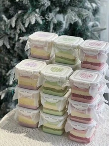 3入組可重複使用蛋糕盒,慕斯/乳酪布丁甜點包裝,不附貼紙 - 彩色 - 查看 7