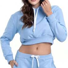 Women Sweatshirts - Màu xanh nhạt - Xem 2