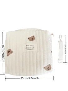 1 Pieza Bolsa Portátil Para Biberones De Bebé En Color Beige, Adecuada Para Todas Las Estaciones, Se Puede Colgar En El Cochecito, Con Múltiples Bolsillos Para Pañales Y Otras Necesidades, Ideal Para Viajes Diarios - Beis - Ver 2