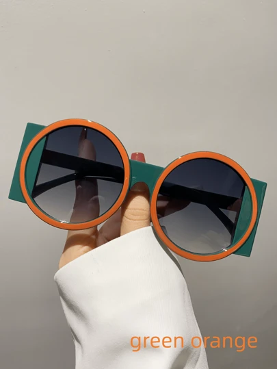 1pc New Fashionable Round Fashion Glasses, Unisex Cool Colorful Outdoor Casual Fashion Glasses For Festival And Party,Suitable For Daily Wear Basics Fall Winter Women Outfits Clothes Business Casual Gifts For Summer Beach Vacation,Outdoor,Travel