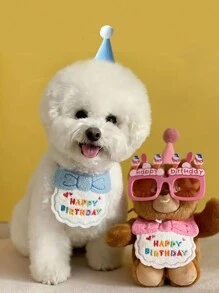 Cappello Di Compleanno Per Animali Domestici, Bavaglino Per Gatto, Decorazioni, Bavaglino Per Drool Per Cani Con Stampa Di Buon Compleanno