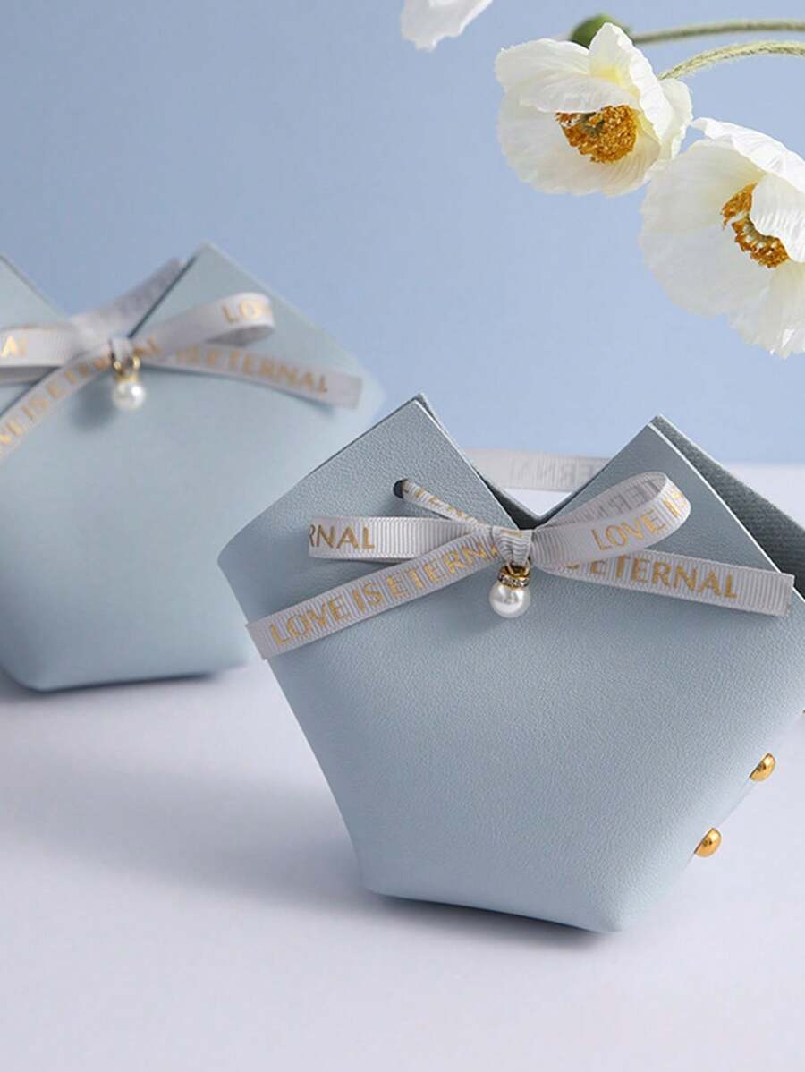 1pc Leather Candy Box Wedding Favor Boxes Candy Bags Creative Gift Packaging - Blue - View 1