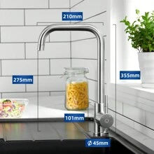 CECIPA Low-Pressure Kitchen Tap, Sink Mixer, Stainless Steel Tap, Suitable For Boilers - Silver - View 5