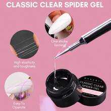 Makartt 3D Clear Spider Gel For Nail Art Elastic Gel Nail Paint Drawing 3D Spider Gel Nail Art Polish Apply With Chrome Powder For Line, Soak Off UV LED Gel Polish Manicure DIY Nail Designs Home Salon - 無色 - 查看 3