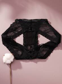 3pcs/Set Women's Lace Hollow Out Flower Design Sexy Thongs Lingerie
