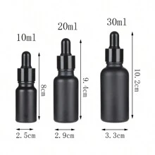 2 piezas Botella cuentagotas vacía de vidrio negra para aceites esenciales, aromaterapia líquida de 10ml/20ml/30ml para masaje, pipeta rellenable