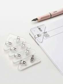 10pcs/Pack Mixed Color Plastic Triangle-Shaped Clips / Folders (For Documents Or Paper)