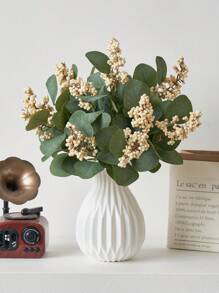 1 Pc White Plastic Vase For Flowers Unbreakable Vase For Flower Arrangement Home Decor, Living Room, Table Decor,Home Decor,Flower Vase,Centerpiece,Table Decor Gifts Birthday Graduation Room Decor Glass Vase - White - View 4