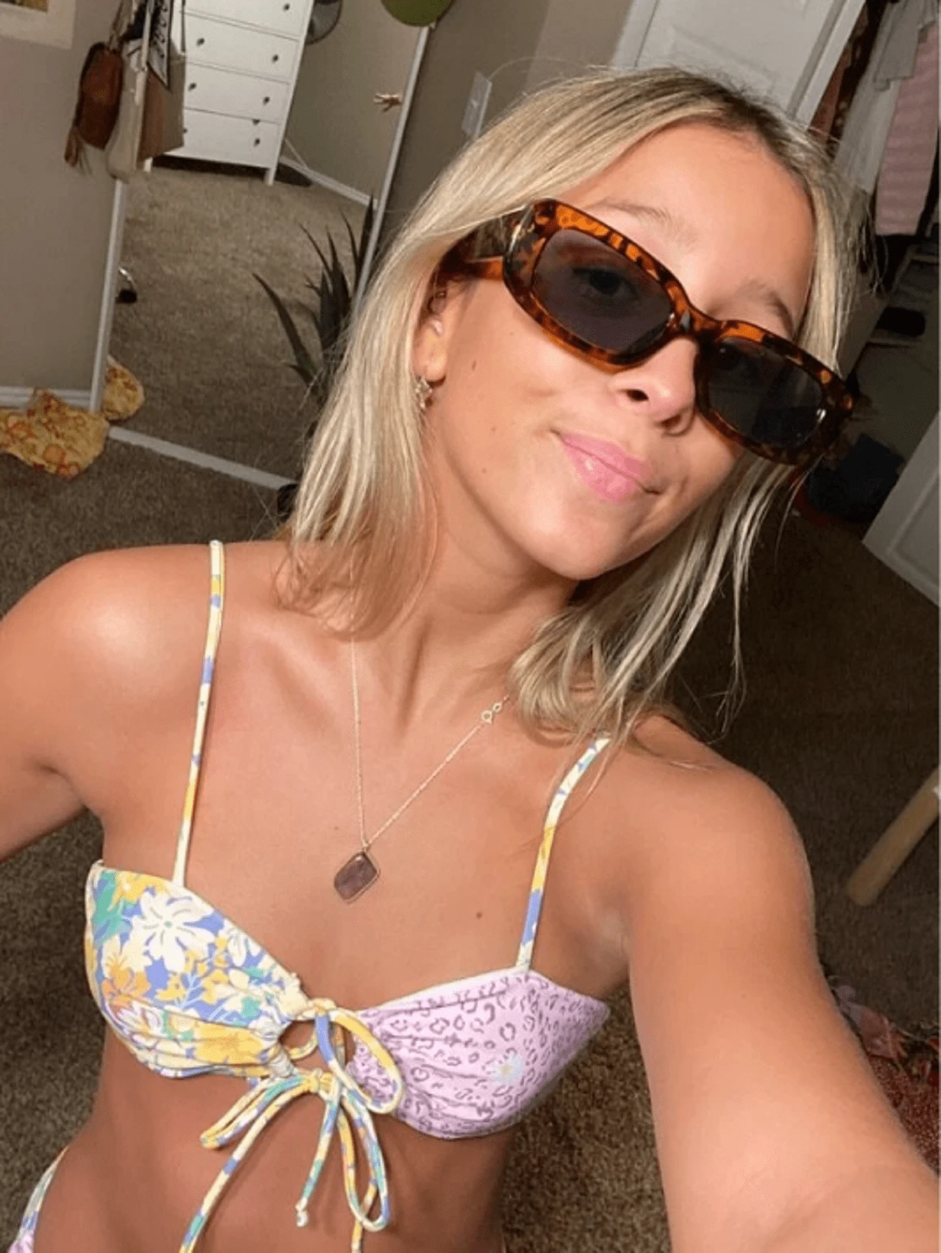 1 chiếc kính thời trang thể thao ngoài trời phong cách Unisex, gọng kính hình elip họa tiết da báo nhỏ - màu nâu - Xem 1