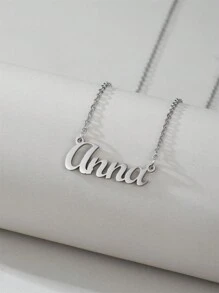 1 Peça Pingente Colar De Aço Inoxidável Dourado E Prateado Com Letra Em Inglês, Colar Fashion Simples E Versátil Para Homens E Mulheres(no Máximo 1 Nome Em Inglês)