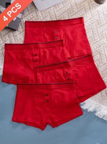 4 Unids/set Calzoncillos Boxer Rojos Chinos Para Hombre - Rojo - Ver 1