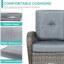 MEETWARM Outdoor Wicker Rocking Chair, Rattan Patio Rocker Chairs With Cushion And Steel Frame - 灰色 - 查看 4