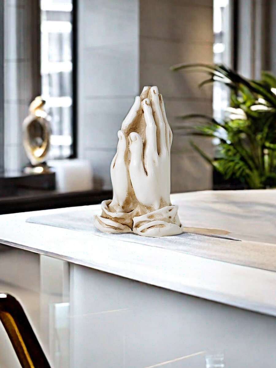 1 件罕见西式树脂祝福之手雕塑，独立式祈祷之手艺术品，适合门厅家居装饰，最佳礼物 - 白色 - 查看 1