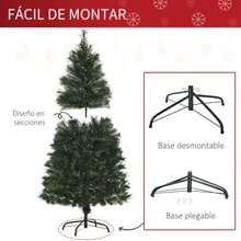 HOMCOM Árbol de Navidad 150 cm Artificial con 219 Agujas de Pino de PVC Ignífugo Base Plegable y Soporte de Acero Montaje Rápido Decoración Navideña para Interiores Verde - Verde - Ver 6