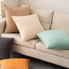 Solid Color Modern Minimalist Square Pillowcase For Living Room Sofa Cushion (Pillow Core Not Included) - Pink - View 4
