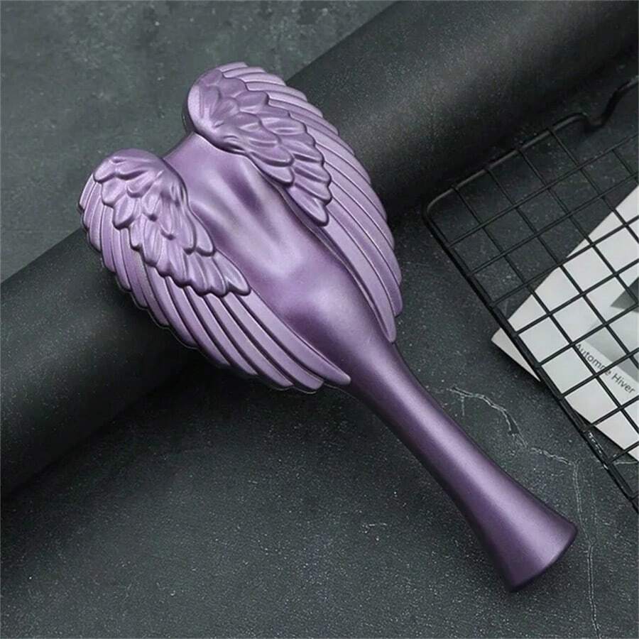 1Pc Angel Detangling Hair Brush Handle Magic Anti-Static Tangle Hairbrush Comb Massage Comb Salon Hairdressing Styling Tools - Purple - View 1