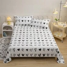 3pcs Soft Skin-Friendly Printed Bedsheet & Pillowcase Set, & Simple Style, Multi-Size Optional, Suitable For Bedroom, All Seasons - Multicolor - View 1