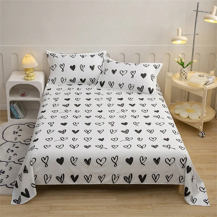 3pcs Soft Skin-Friendly Printed Bedsheet & Pillowcase Set, & Simple Style, Multi-Size Optional, Suitable For Bedroom, All Seasons - Multicolor - View 1
