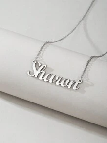 1 Peça Pingente Colar De Aço Inoxidável Dourado E Prateado Com Letra Em Inglês, Colar Fashion Simples E Versátil Para Homens E Mulheres(no Máximo 1 Nome Em Inglês)