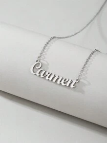 1 Peça Pingente Colar De Aço Inoxidável Dourado E Prateado Com Letra Em Inglês, Colar Fashion Simples E Versátil Para Homens E Mulheres(no Máximo 1 Nome Em Inglês)