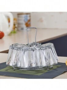 1 Pieza Portavasos De Diseño De Bandeja Para Vasos Y Vidrios, Almacenamiento De Drenaje Y Colgador De Tazas Para La Cocina Del Hogar - plata - Ver 7